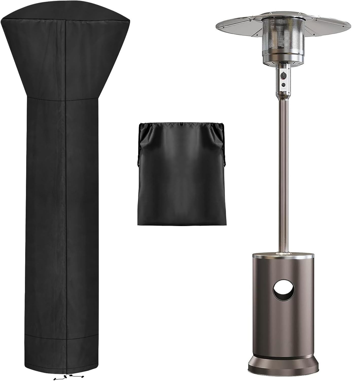 OutdoorLines Waterproof Outdoor Patio Heater Covers with Zipper and Storage Bag, Dust-proof UV-Resistant Windproof Propane Heavy Duty Heater Cover for Standing Heater, 1 Pack-89Hx33Dx19B inch Black