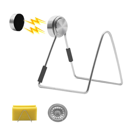 2-pack magnetic dishcloth holder for sink stainless steel.