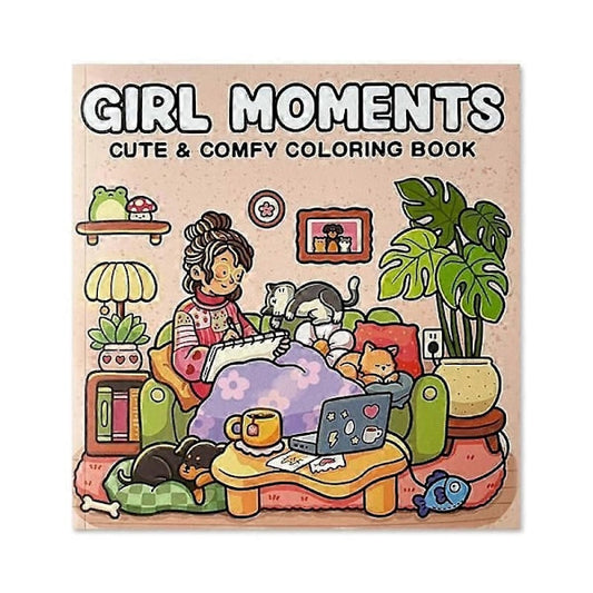 Cute Cozy Coloring Book for Adults Teens F-XY502 Little Corner Cozy Friends Spooky Cutie Comfy Days Fuzzy Hygge Girl Moments.