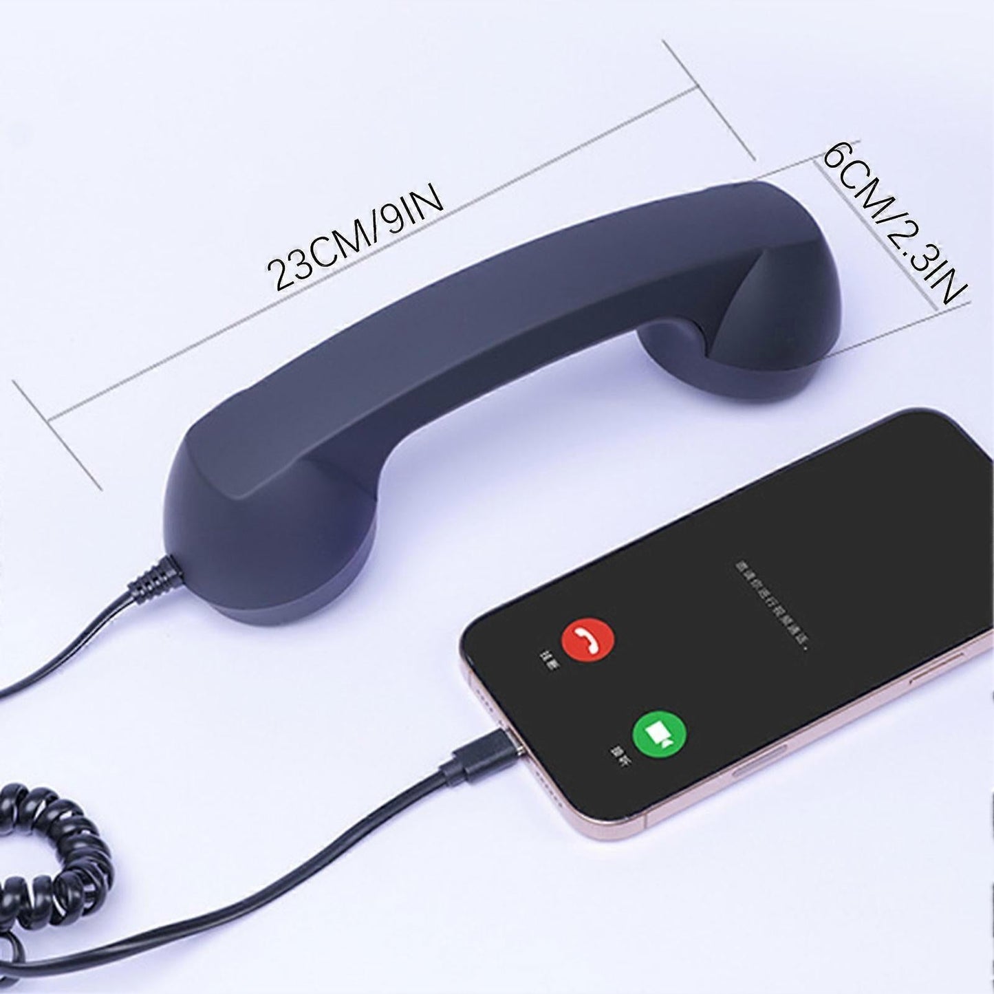 Compatible with iPhone Android USB-C Retro Telephone Handset Red.