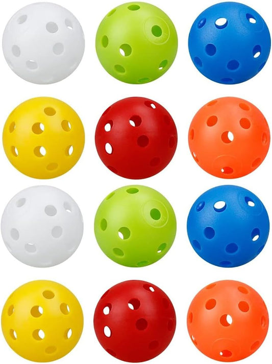 12-Pack Golf Practice Balls, Hollow Practice Balls with Airflow, 42mm Plastic Golf Balls, for Swing Training, Driving Range, Home Use.