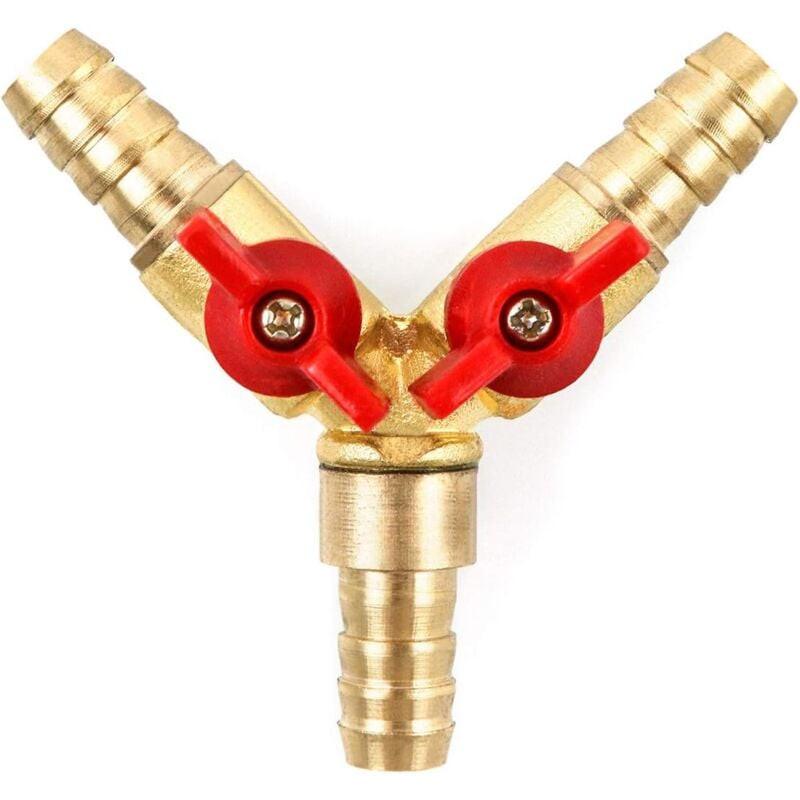 MUMU 3-Way Hose Connector Splitter Brass Zinc Alloy 10mm Ball Valve T-Hose Connector for Coupling Fittings Air Water Gas 1 Piece.