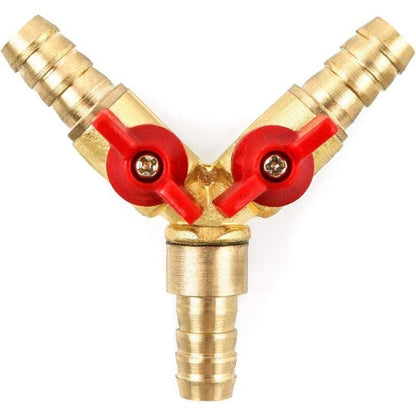 MUMU 3-Way Hose Connector Splitter Brass Zinc Alloy 10mm Ball Valve T-Hose Connector for Coupling Fittings Air Water Gas 1 Piece.