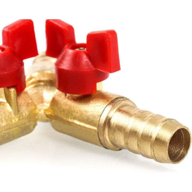 MUMU 3-Way Hose Connector Splitter Brass Zinc Alloy 10mm Ball Valve T-Hose Connector for Coupling Fittings Air Water Gas 1 Piece.