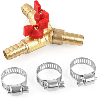 MUMU 3-Way Hose Connector Splitter Brass Zinc Alloy 10mm Ball Valve T-Hose Connector for Coupling Fittings Air Water Gas 1 Piece.