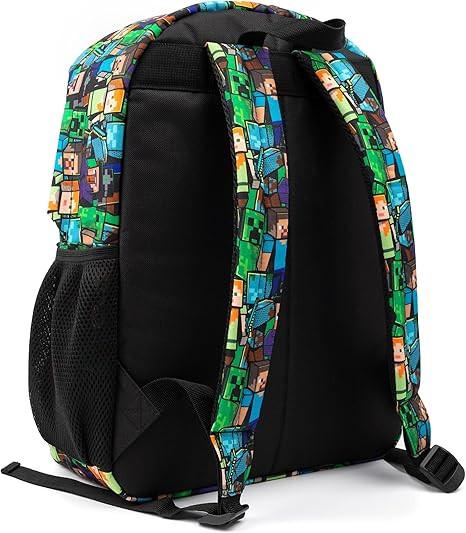 Minecraft Backpack For Boys School Backpack Kids Compatible Minecraft Black Green Creeper Zombie Skeleton Enderman Cave Spider.