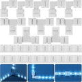 RGB LED Strip Connector Kit, 30pcs, 4-Pin 10mm Solderless Connector, SMD 5050 LED Strip, 20 Gapless 5L 5T Contacts Connector