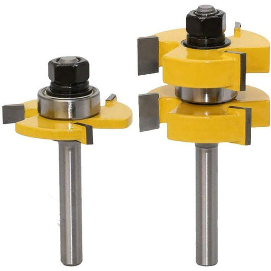 Woodworking Router Planer Set with 8 Handles, 2-Piece Tongue and Groove, 3-Groove T-Shank Compatible with 8mm.