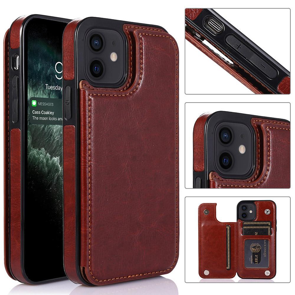 iPhone 12 - Practical and stylish case with card holder Rose gold.