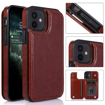 iPhone 12 - Practical and stylish case with card holder Rose gold.