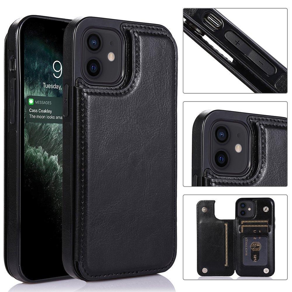iPhone 12 - Practical and stylish case with card holder Rose gold.