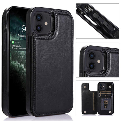 iPhone 12 - Practical and stylish case with card holder Rose gold.