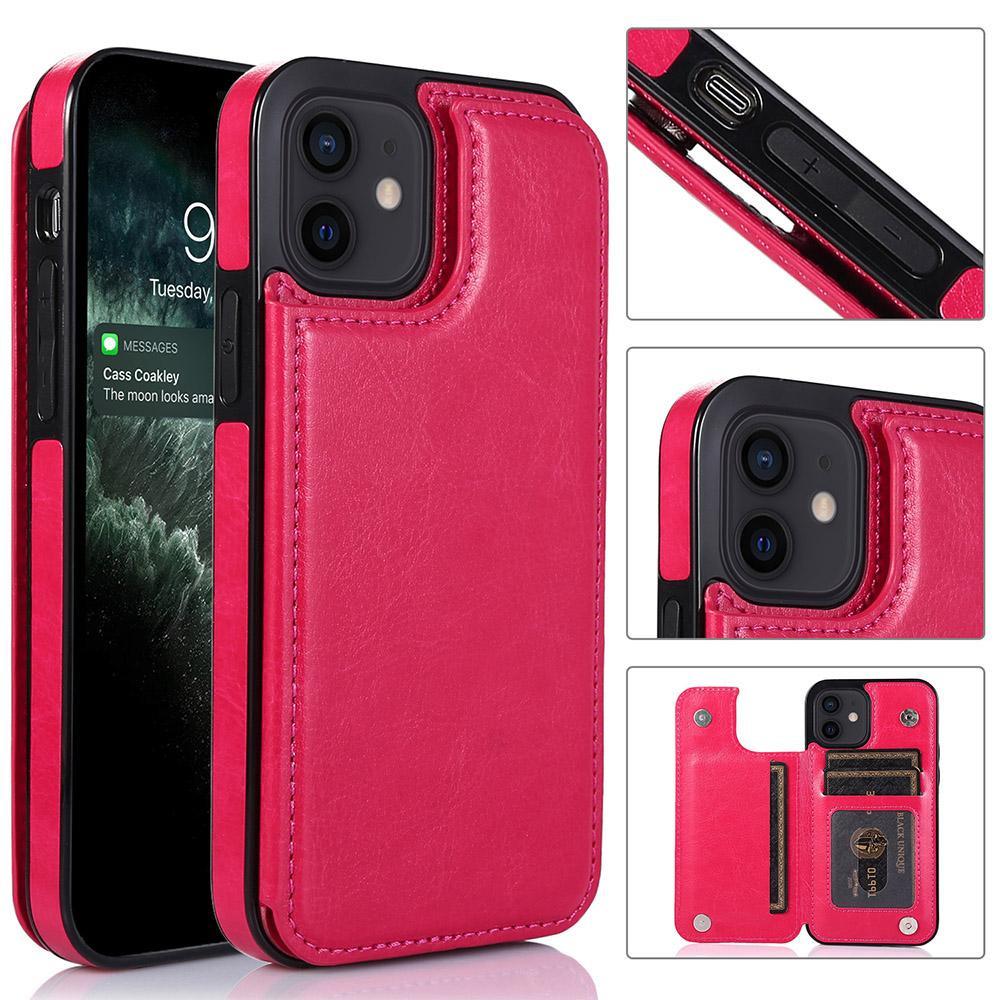 iPhone 12 - Practical and stylish case with card holder Rose gold.