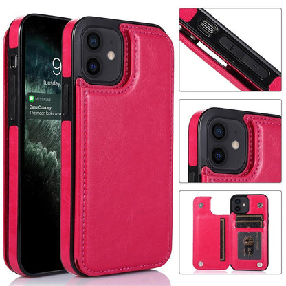 iPhone 12 - Practical and stylish case with card holder Rose gold.