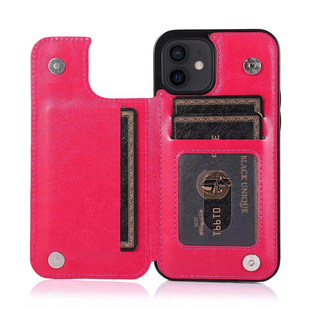 iPhone 12 - Practical and stylish case with card holder Rose gold.