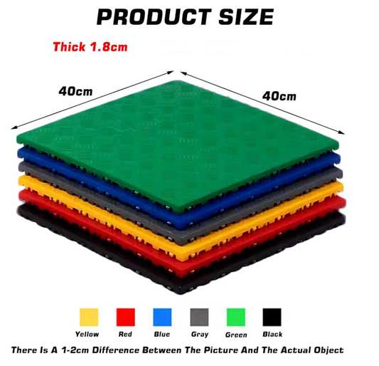 1.8 cm thick plastic interlocking floor tiles/grilles for car wash bays and car detailing shops - plastic divider mats - black （1pc）