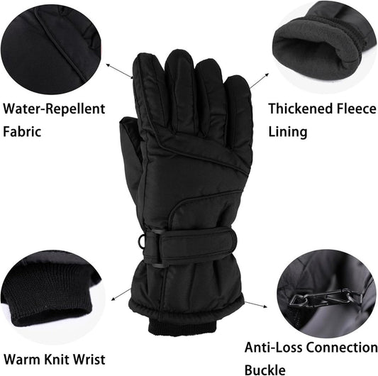 Gloves - Winter Ski Gloves - Warm Gloves - Non-slip Thick - Waterproof - Suitable for Cold Weather - Cycling Gloves - Size S/M.