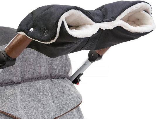 Fleece Stroller Gloves - Waterproof, Windproof, Frost-Resistant, Thickened and Warm - Winter Stroller Gloves (Black).