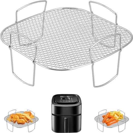 Square air fryer rack - Air fryer baking pan - Air fryer accessories - Stainless steel - 20.5 cm.