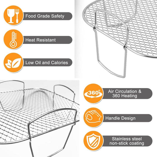 Square air fryer rack - Air fryer baking pan - Air fryer accessories - Stainless steel - 20.5 cm.