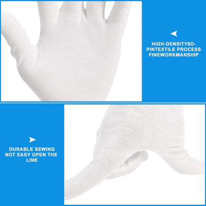 Gloves - 3 pairs - White cotton gloves - Suitable for dry hands - Can be worn while sleeping - High-quality cotton gloves - Unisex white gloves - Gloves with rounded corners