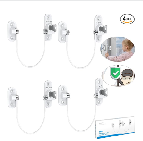 Window Locks - 4-pack window locks, window stops, child-proof window locks, door locks - White.