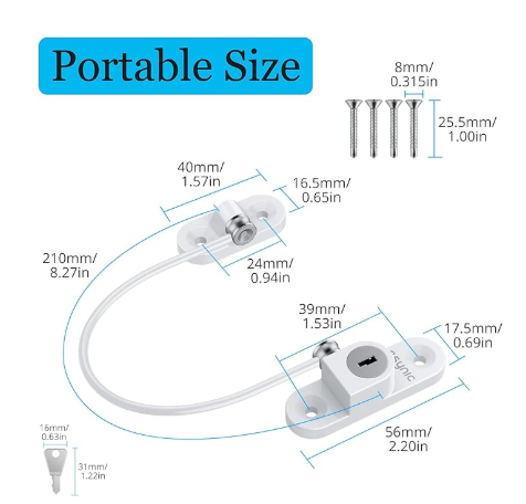 Window Locks - 4-pack window locks, window stops, child-proof window locks, door locks - White.