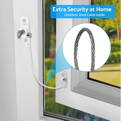Window Locks - 4-pack window locks, window stops, child-proof window locks, door locks - White.