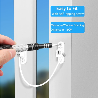 Window Locks - 4-pack window locks, window stops, child-proof window locks, door locks - White.