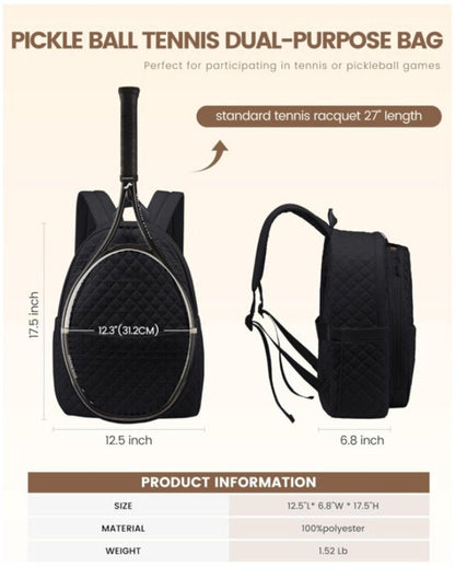 Backpack - Tennis Shoulder-Crossbody Bag - Sports Bag - Waterproof Racket Bag - Suitable for Pickles and Badminton - Off-White