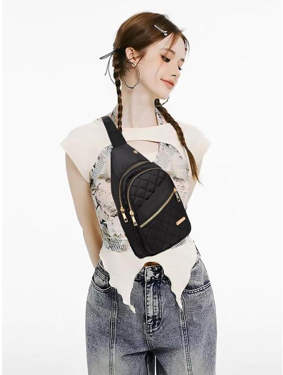 Unisex Shoulder Bag - 5 Storage Pockets & Cable Grommet - Crossbody Bag Women - Crossbody Bag Men - Crossbody Bags - Sling Bag - Adjustable Carrying Style (Cross/Shoulder/Chest) - Black