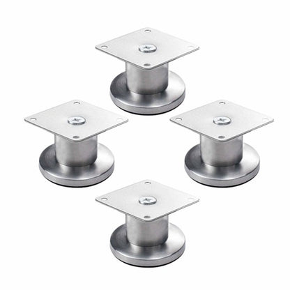 Adjustable Cabinet Legs - 4 Adjustable Furniture Legs Made of Stainless Steel (Silver) (3.8cm)