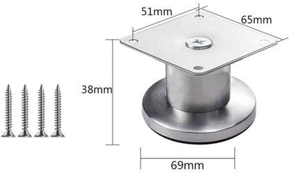 Adjustable Cabinet Legs - 4 Adjustable Furniture Legs Made of Stainless Steel (Silver) (3.8cm)