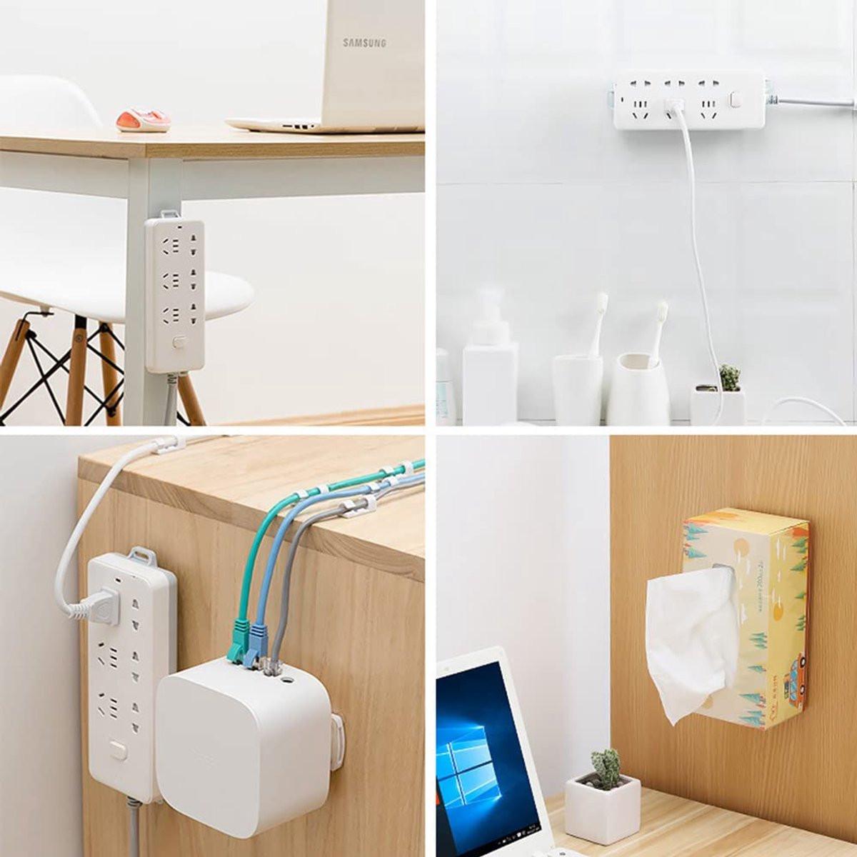 Self-adhesive - Desk socket holder - No perforation - Self-adhesive socket holder - Cable management - No perforation surge protection - Power strip holder bracket (4 pieces).