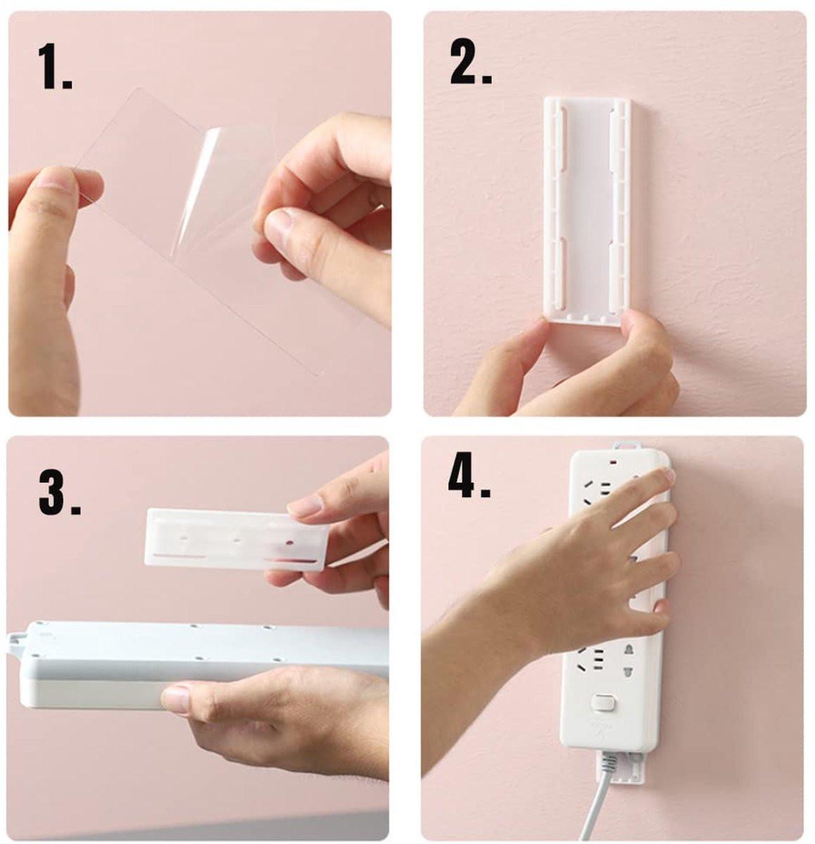 Self-adhesive - Desk socket holder - No perforation - Self-adhesive socket holder - Cable management - No perforation surge protection - Power strip holder bracket (4 pieces).