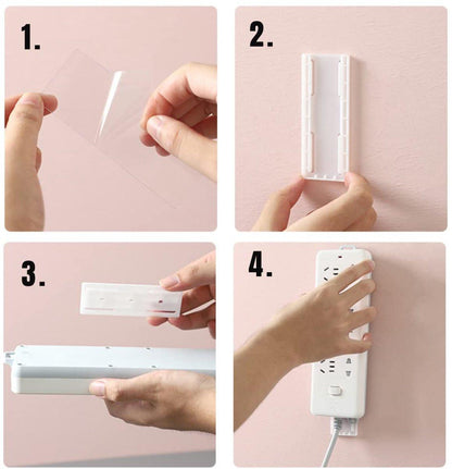 Self-adhesive - Desk socket holder - No perforation - Self-adhesive socket holder - Cable management - No perforation surge protection - Power strip holder bracket (4 pieces).