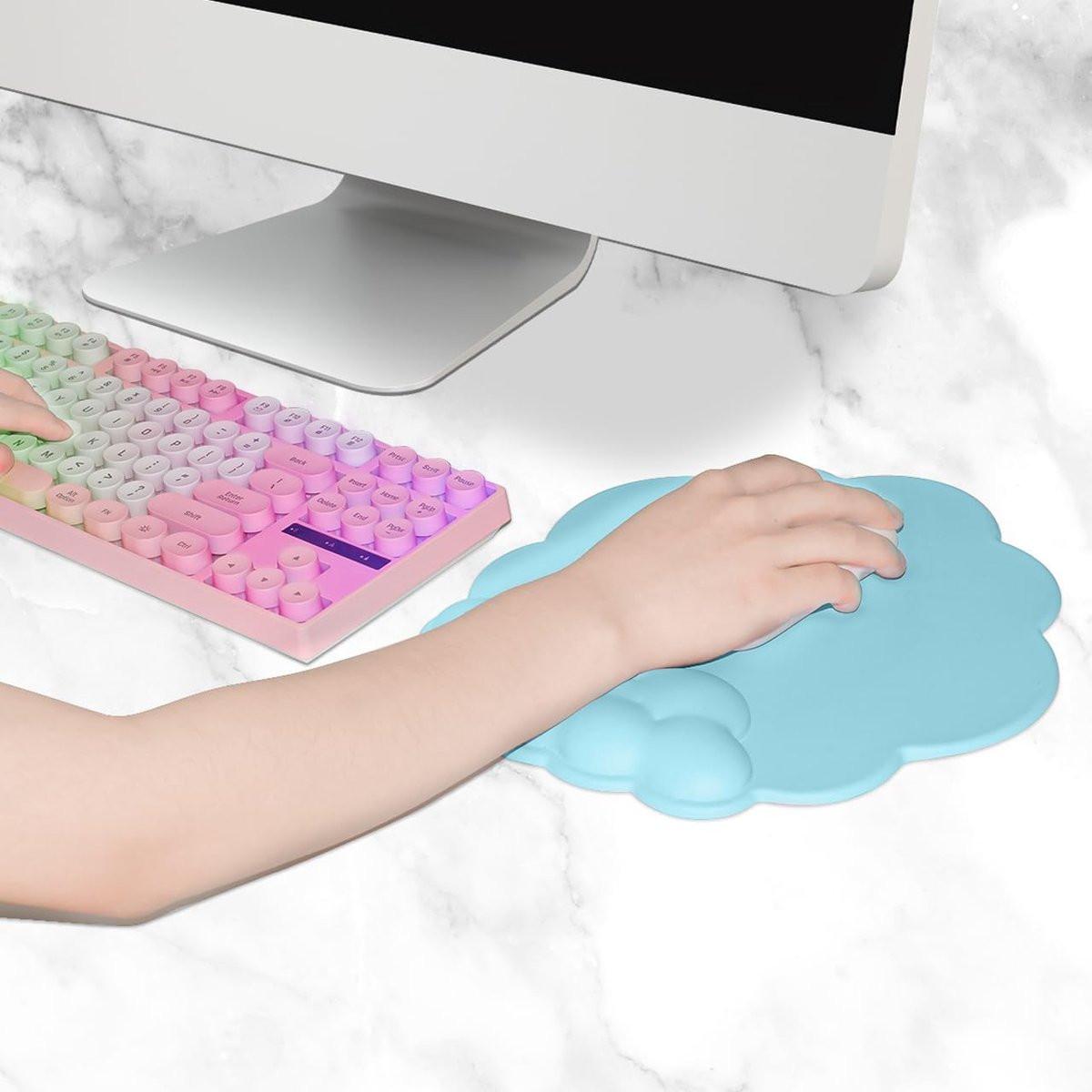 Mouse Pad - Mouse Pad with Wrist Rest - Ergonomic Mouse Pad - Mouse Pad with Leather Surface, Suitable for Computers, Laptops, Office, Home and Travel, with Non-Slip Bottom - Blue.