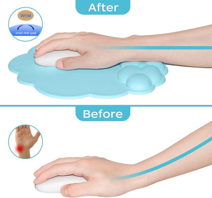 Mouse Pad - Mouse Pad with Wrist Rest - Ergonomic Mouse Pad - Mouse Pad with Leather Surface, Suitable for Computers, Laptops, Office, Home and Travel, with Non-Slip Bottom - Blue.