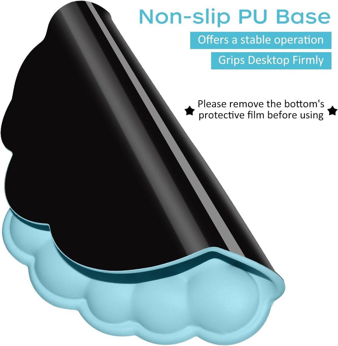 Mouse Pad - Mouse Pad with Wrist Rest - Ergonomic Mouse Pad - Mouse Pad with Leather Surface, Suitable for Computers, Laptops, Office, Home and Travel, with Non-Slip Bottom - Blue.