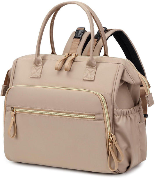 Convertible Diaper Bag - Wide Opening - 14 Pockets - Stylish - Baby Changing Bag - with Stroller Buckle - Diaper Bag - Waterproof (Off-White).