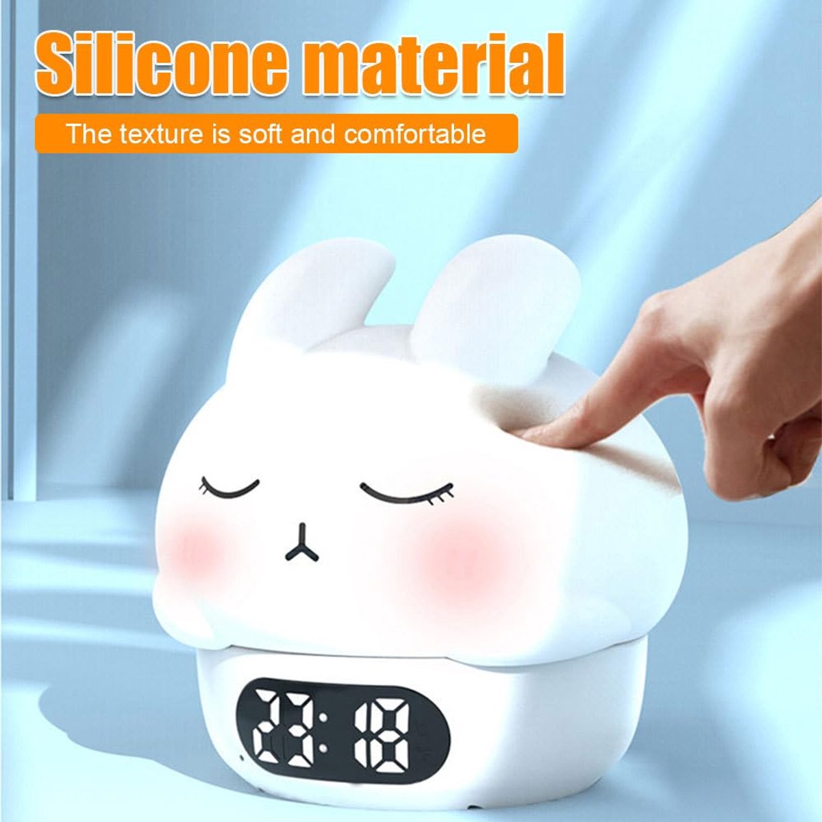 Children's Night Light - Table Lamp for Bedroom - Cute Rabbit Shape - Cartoon Bedside Lamp - Baby Night Light (White)
