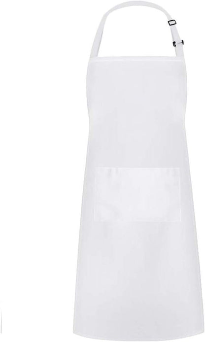 Apron and Hat Set - Adjustable Chef's Hat and Apron - Unisex Baker's Clothing (White)