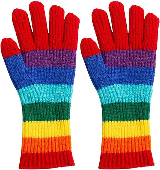 Knitted Gloves - Gloves - Rainbow Gloves - Warm Gloves - Touchscreen Compatible Gloves - Unisex - Suitable for Cold Weather, Sports, Travel, Driving, Skating, Skiing - Christmas Gift - Birthday Gift.