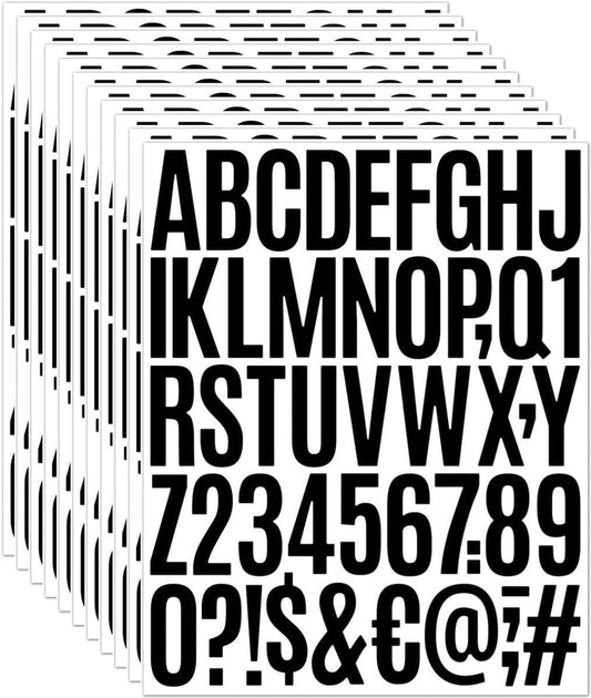 letter stickers - 10-sheet vinyl letter stickers - 2-inch self-adhesive alphabet and number stickers - waterproof - suitable for mailboxes, windows, doors, cars, boats, house numbers (black).