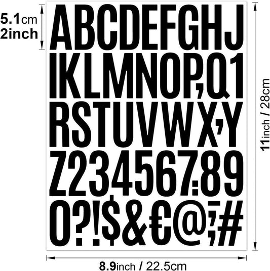 letter stickers - 10-sheet vinyl letter stickers - 2-inch self-adhesive alphabet and number stickers - waterproof - suitable for mailboxes, windows, doors, cars, boats, house numbers (black).