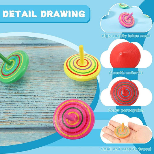 30 Children's Spinning Tops - Creative Mini Wooden Spinning Tops - Perfect as a birthday or Christmas gift for children aged 3 to 7 (random colors).