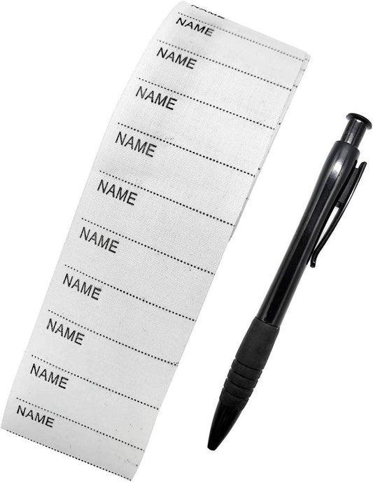 200 pcs iron-on name labels with pen - washable labels - woven labels for clothing, school uniforms, bags, towels, hats, gloves, scarves.