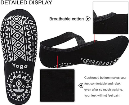 4 pairs of socks - yoga socks - non-slip socks - floor socks - yoga sports socks - one size fits all - suitable for ballet, dance, sports - red, blue, black, gray