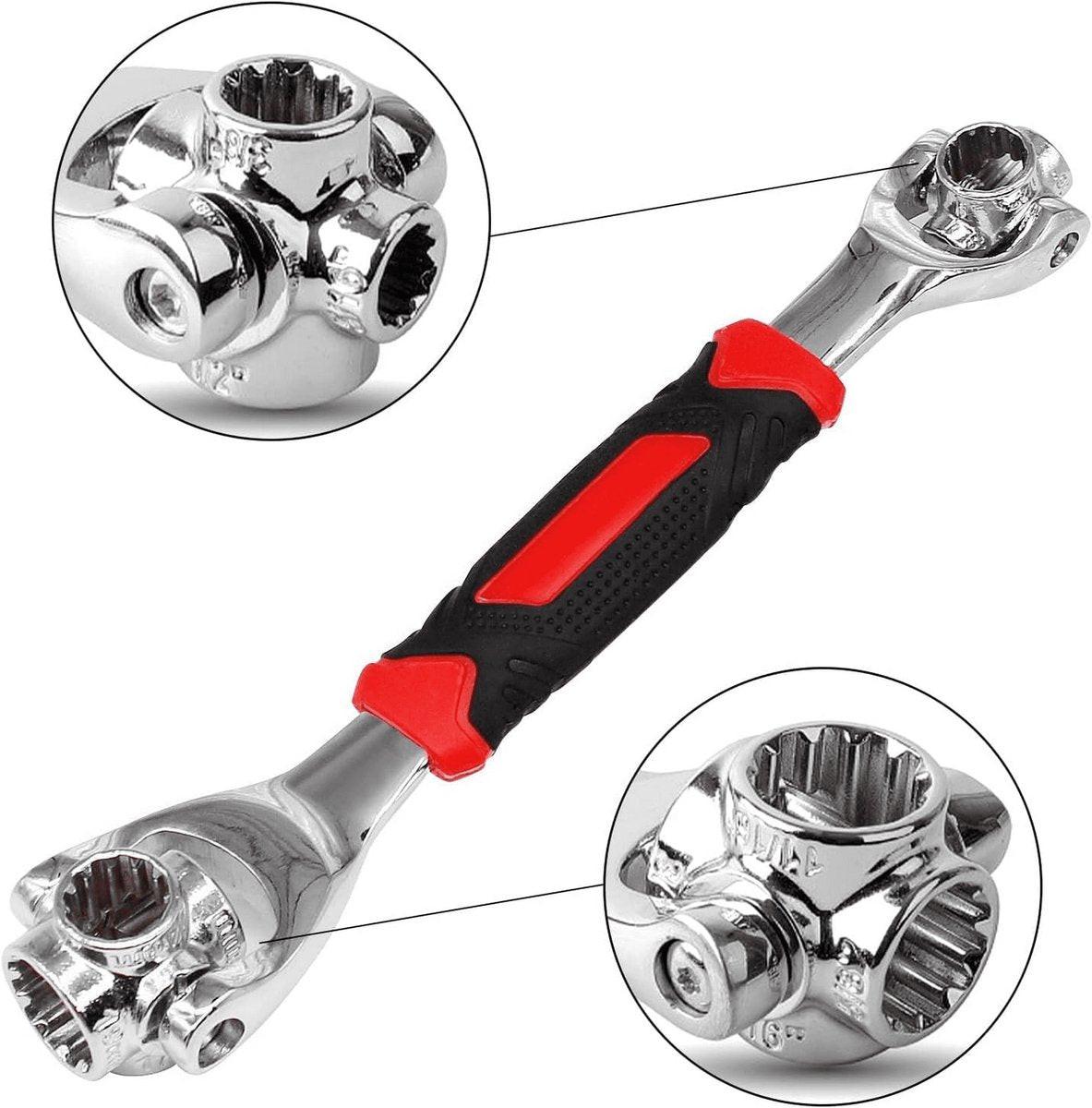 52-in-1 Socket Wrench - Adjustable Wrench - Universal Stainless Steel Wrench - Multifunctional Wrench - With 360 Degree Rotating Head - Suitable for Home, Bicycle and Car Repairs.