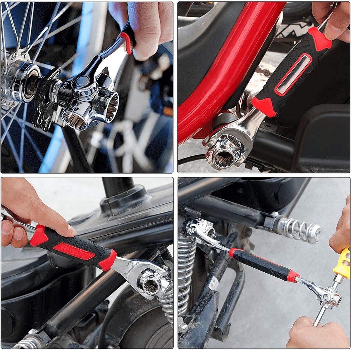 52-in-1 Socket Wrench - Adjustable Wrench - Universal Stainless Steel Wrench - Multifunctional Wrench - With 360 Degree Rotating Head - Suitable for Home, Bicycle and Car Repairs.